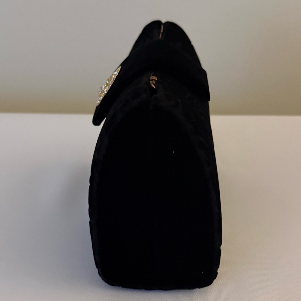 Vanessa Black Velvet Evening Bag Clutch Paisley Design - Picture 3 of 14